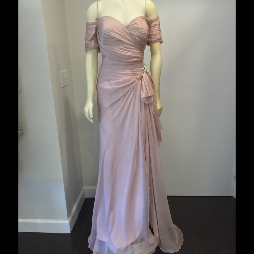 Tarik Ediz Blush Evening Gown